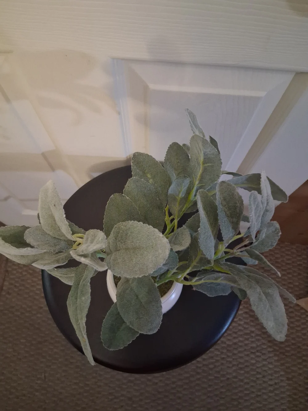 Ceramic White Vase with Natural Jute Accent and Green Faux Foliage